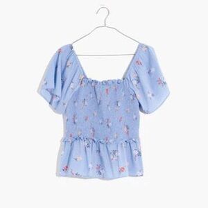 Madewell Light Blue Floral Blouse